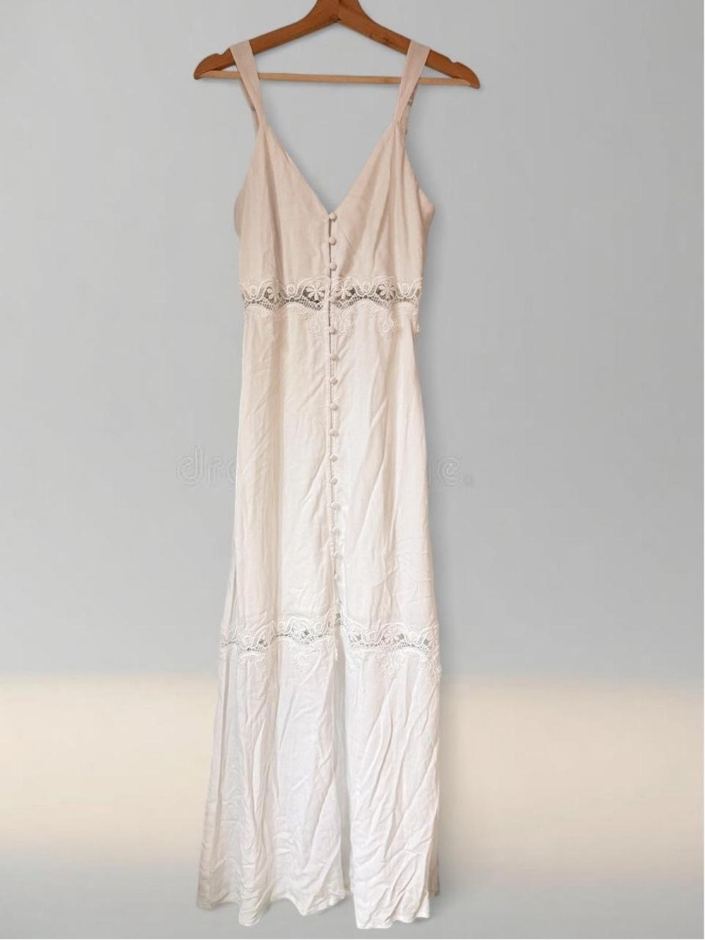 NWT GUESS Summer Cream Lace-Trim Maxi Dress size XS